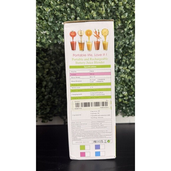 Portable mini Rechargeable Personal Juicer Blender Travel Cup NEW— BLUE 13 OZ - Picture 7 of 7